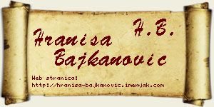 Hraniša Bajkanović vizit kartica
